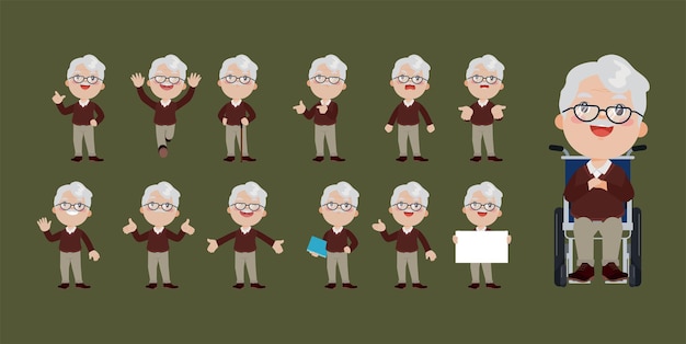 Ancianos con diferentes poses