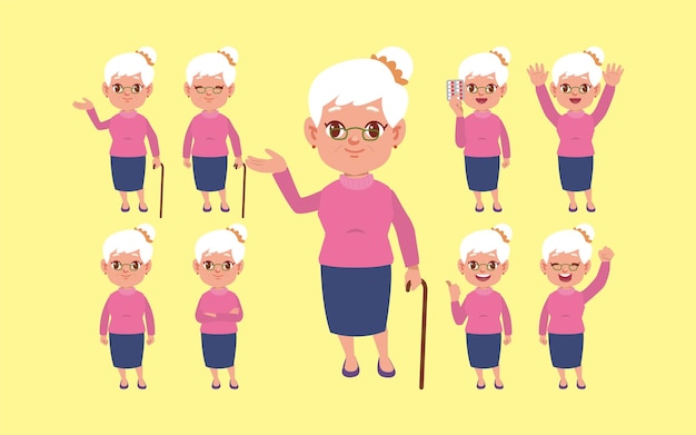 Ancianos con diferentes poses
