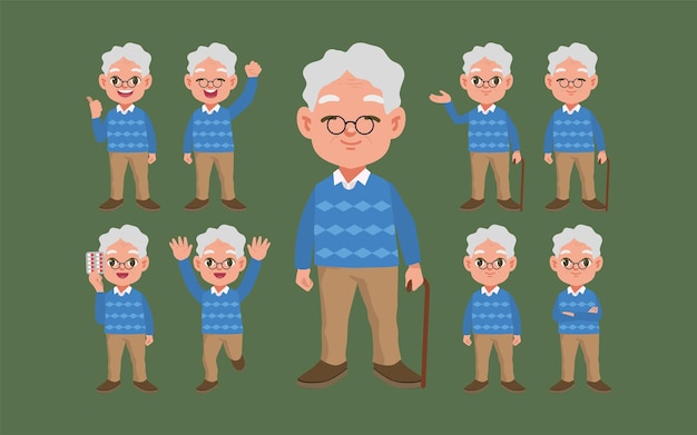 Ancianos con diferentes poses