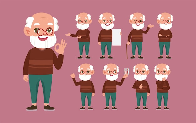 Ancianos con diferentes poses