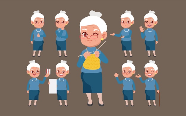 Ancianos con diferentes poses