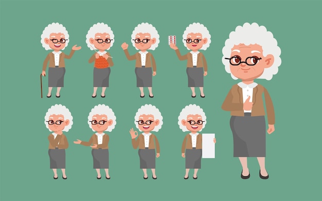 Ancianos con diferentes poses