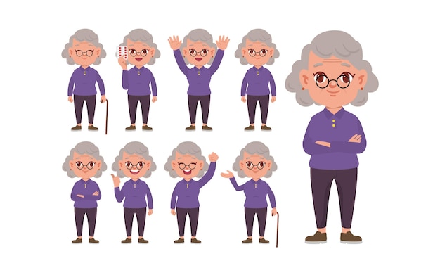 Ancianos con diferentes poses