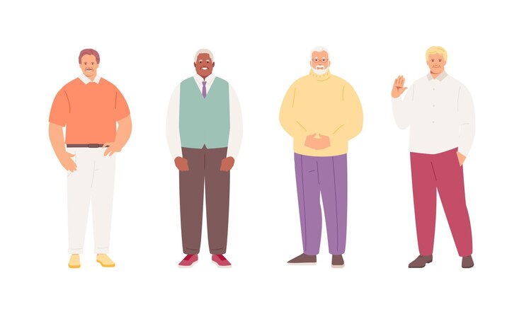 Vector ancianos felices en pleno crecimiento