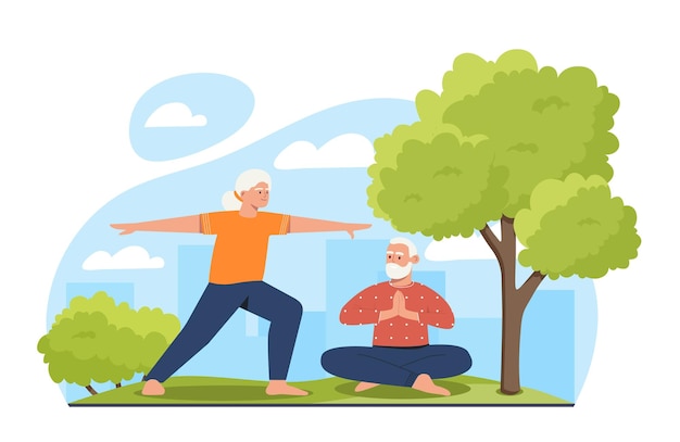 ancianos haciendo yoga