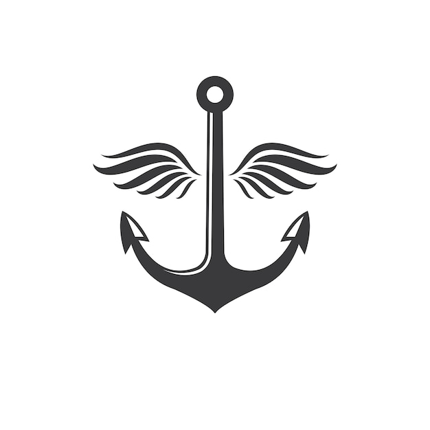 Ancla con alas icono Logo vector ilustración diseño