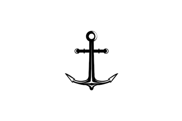 Ancla de arte de línea mono simple para vector de diseño de logotipo náutico marino marino