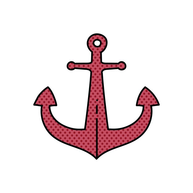 ancla de barco náutico ilustración vectorial de color dibujada a mano en medio tono