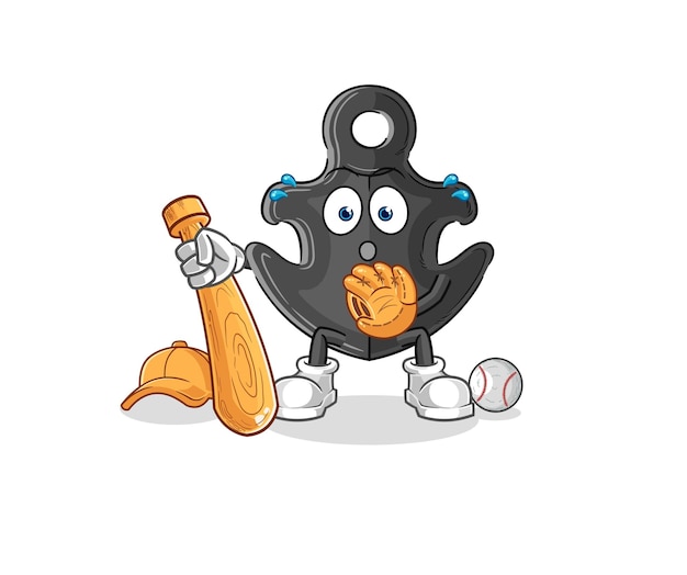 Ancla, béisbol, catcher, caricatura, caricatura, mascota, vector