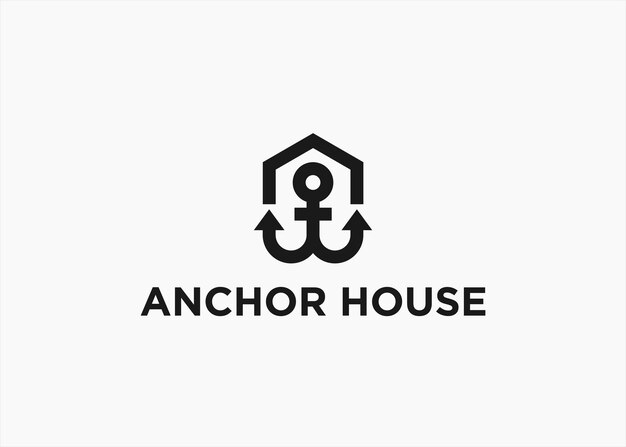 ancla casa logotipo diseño vector icono ilustración sobre fondo blanco