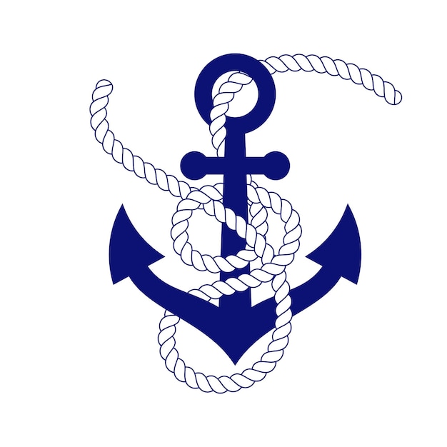 Ancla con cuerda envuelta alrededor del logotipo de la empresa marina