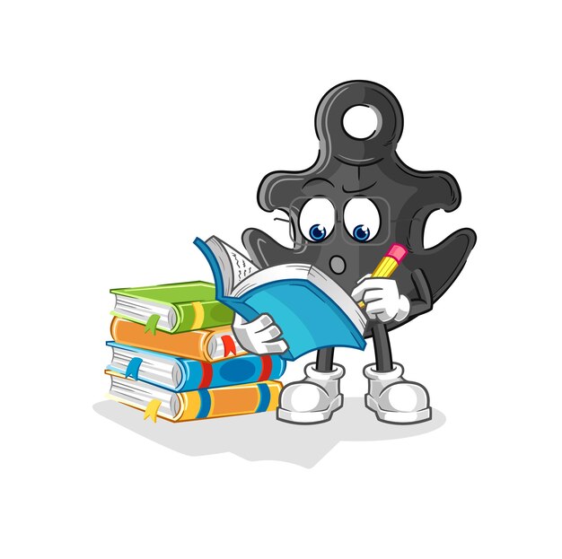 Ancla estudiando vector de dibujos animados mascota