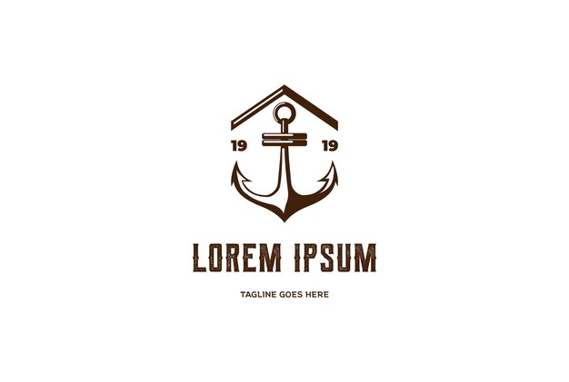 Ancla simple con casa para Vector de diseño de logotipo de Port Harbor