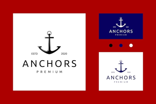 Ancla Vector Logo Icono Diseño Inspiración Náutico Mar Marítimo Barco Ilustración Símbolo