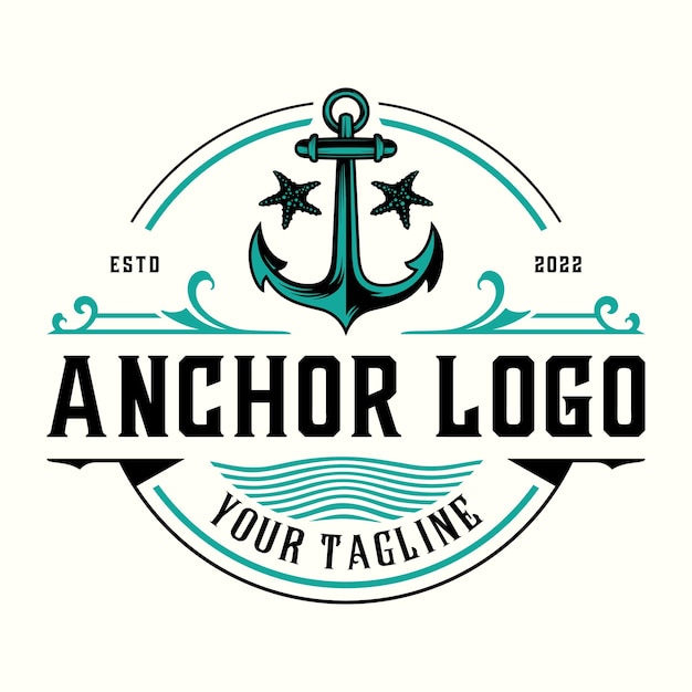 ancla vectorial vintage ancla logotipo en un círculo diseño marino o de aventura relacionado con el mar