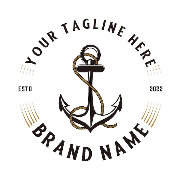 ancla vintage emblema vector diseño logo. concepto de icono de ancla para empresa de construcción o relación con el mar