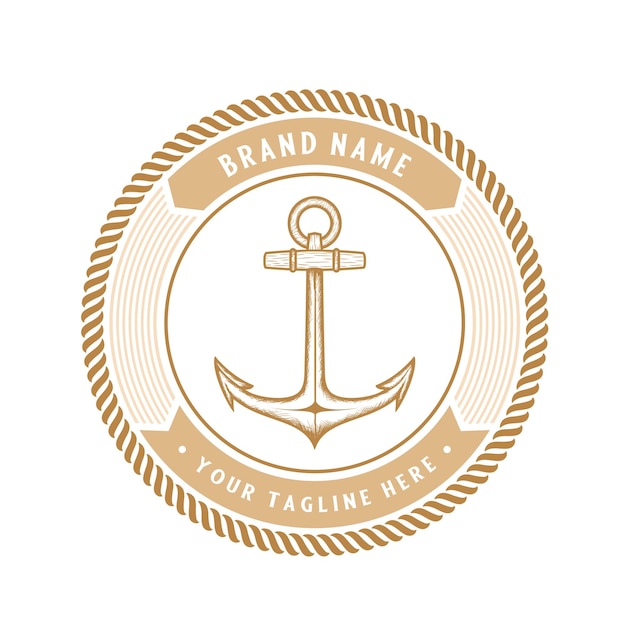 ancla vintage emblema vector diseño logo. concepto de icono de ancla para empresa de construcción o relación con el mar