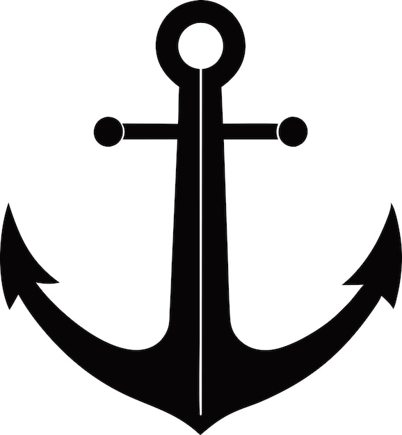 anclaje silueta negra fondo blanco icono vectorial de anclaje logotipo barco pirata náutico