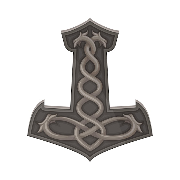 Áncora de hierro con ornamento escandinavo como ilustración vectorial de atributos de Noruega