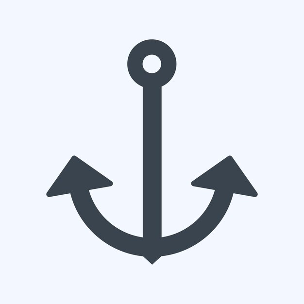 Áncora de icono 2 adecuada para el estilo de glifo del símbolo del mar diseño simple editable