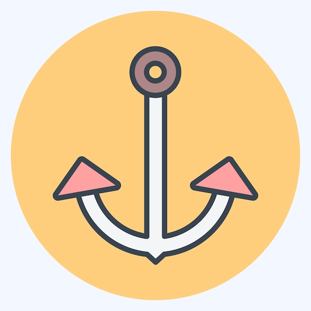 Áncora de icono 2 adecuada para el símbolo del mar estilo de color mate diseño simple editable