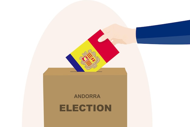 Andorra voto concepto hombre mano y urnas día de las elecciones Andorra bandera vector