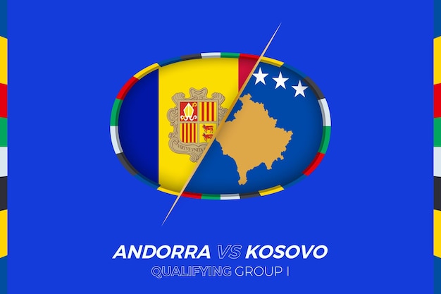 Andorra vs kosovo icono para el grupo de clasificación del torneo de fútbol europeo i