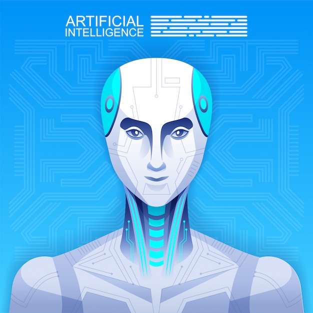 Vector android, robot, concepto de inteligencia artificial. ilustración