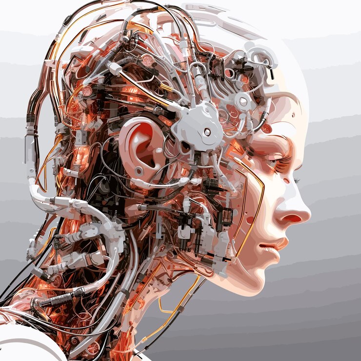 Un androide cyborg femenino