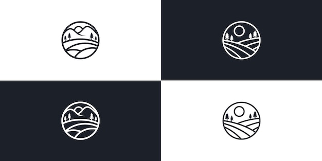 Andscape, logotipo, vector, icono, línea, contorno