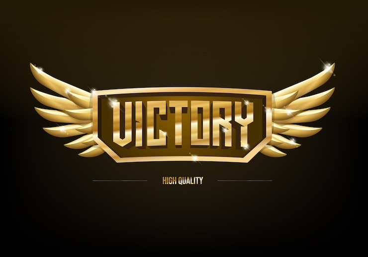 Vector ángel alas doradas de la victoria premio de juego vector insignia logro de nivel superior recompensa emblema de metal l