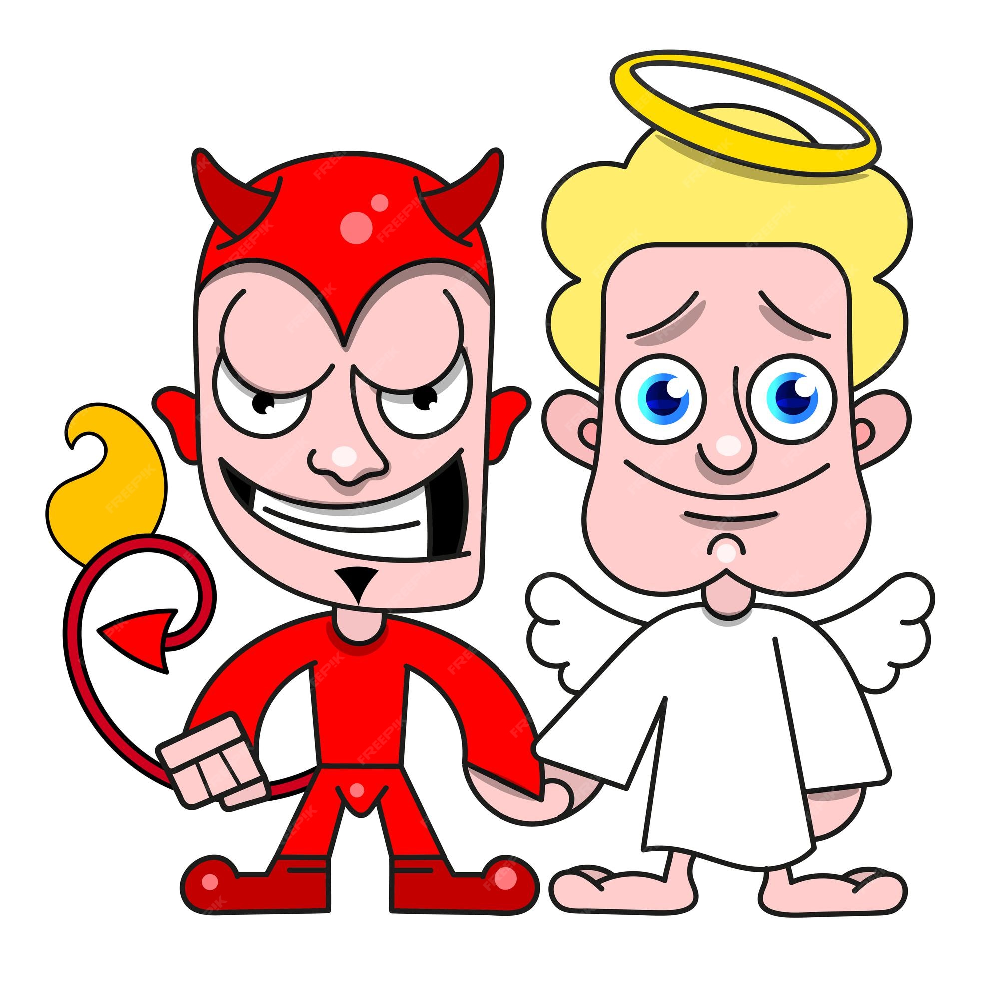 Ángel y demonio bien y mal ilustración vectorial para camiseta | Vector  Premium