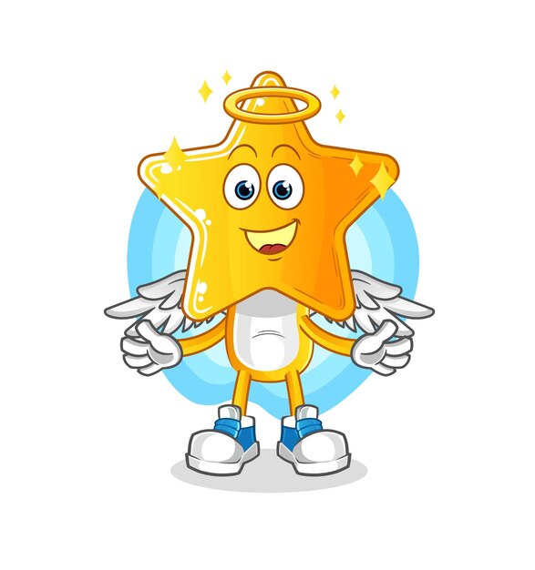 ángel de dibujos animados de cabeza de estrella con alas vector personaje de dibujos animados
