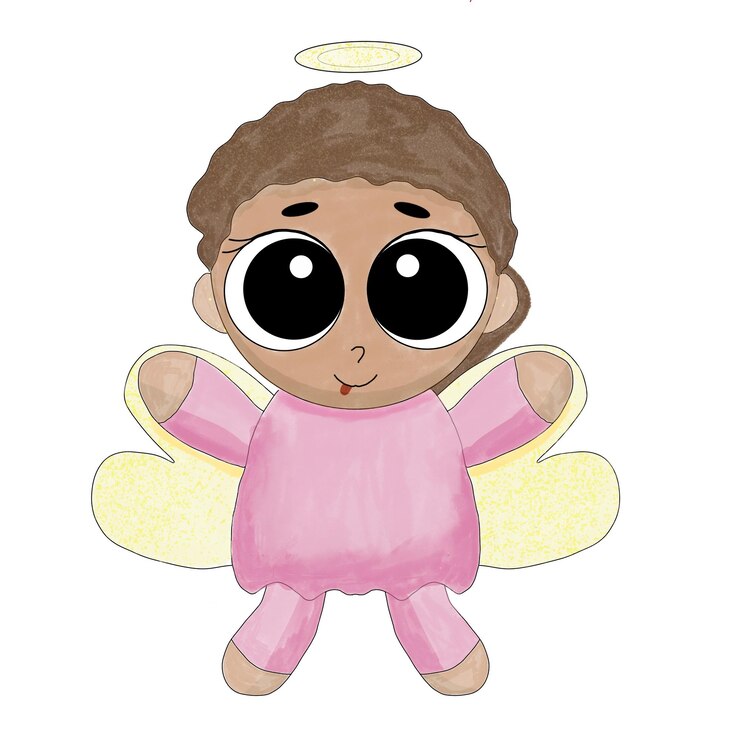 Vector ángel de dibujos animados lindo aislado sobre fondo blanco