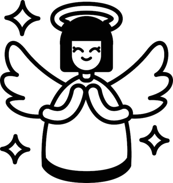 Un ángel de dibujos animados con un vestido y alas