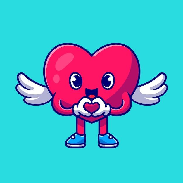 Vector Ángel lindo del corazón con el ejemplo del icono de la historieta de la muestra del amor.