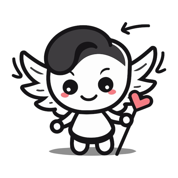 Ángel lindo de dibujos animados Mascota Personaje Icono vectorial Diseño de ilustración