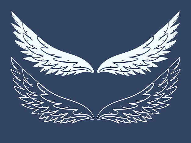 Ángel o alas de pájaro ilustración de dibujo vectorial de líneas artísticas