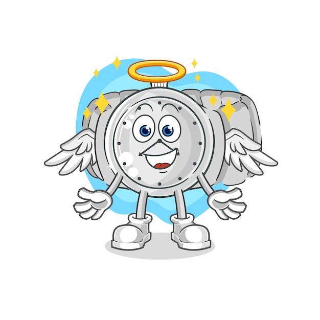 Ángel de reloj de pulsera con personaje de dibujos animados de vector de alas