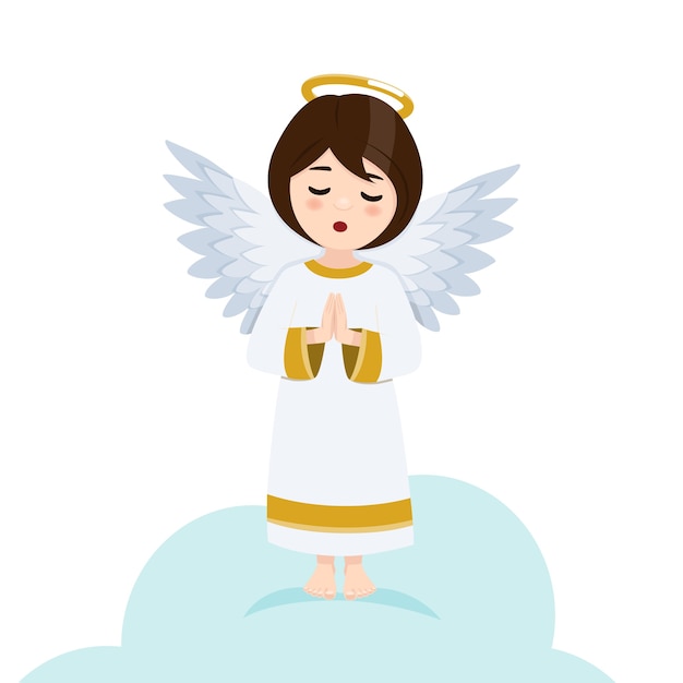 Ángel rezando. ilustración de vector plano aislado