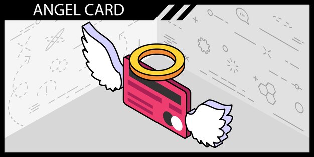 Ángel tarjeta icono de diseño isométrico Vector web ilustración 3d colorido concepto