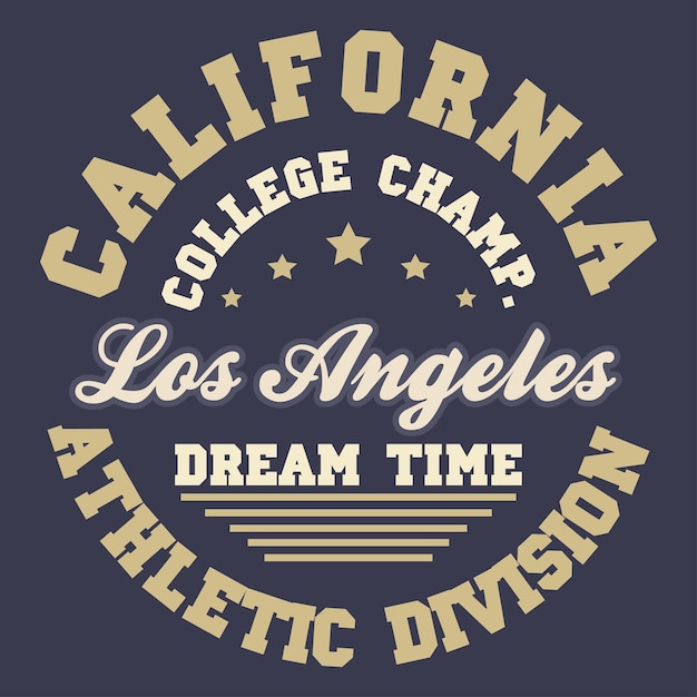 Los Ángeles Vestido deportivo tipografía emblema camiseta sello gráficos vintage tee impresión ropa atlética diseño ropa de moda vector