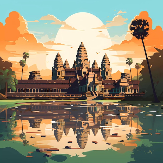 Vector angkor wat en camboya. ¿dónde está?