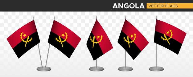 Angola escritorio banderas maqueta 3d vector ilustración mesa bandera de angola