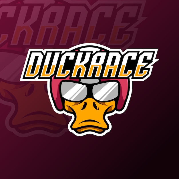 Vector angry duck rider mascot sport gaming esport plantilla de logotipo para streamer squad team club