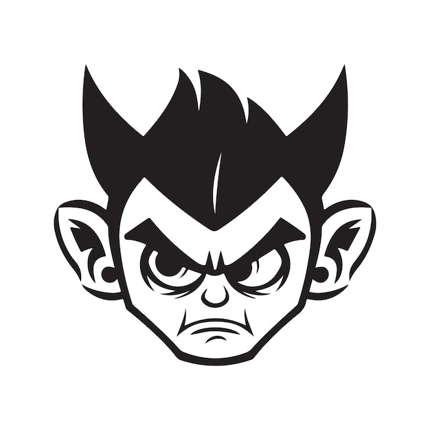 Angry elf vintage logo línea arte concepto blanco y negro color dibujado a mano ilustración