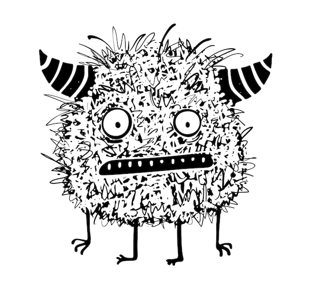 Angry Fluffy Monster para niños con cuernos