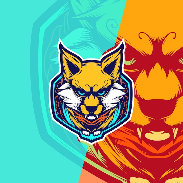 Angry fox esport mascota logo Deporte equipo escudo marca icono vector ilustración