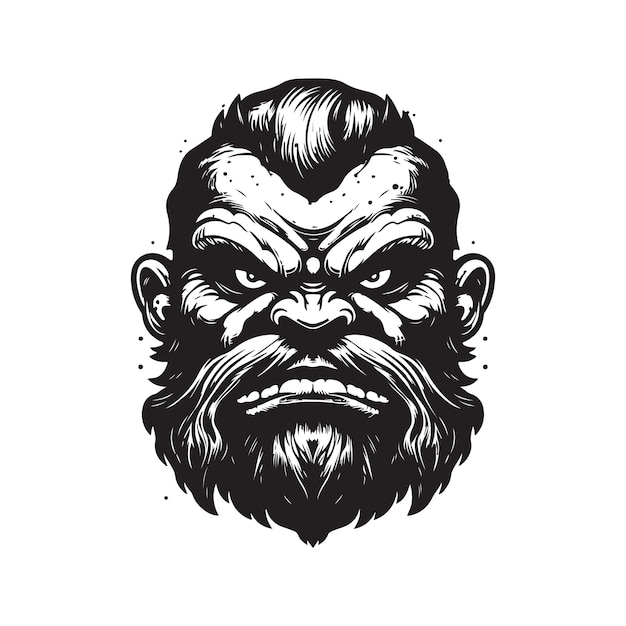 Angry gigante vintage logo concepto blanco y negro color dibujado a mano ilustración