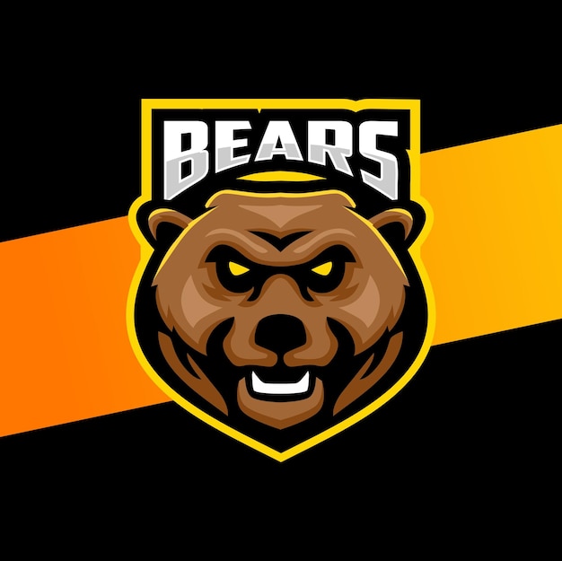 Vector angry grizzly head mascot esport logo design para jugador y deporte